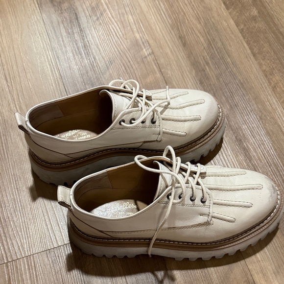 Seychelles Platform Oxfords Derby Lace Up Cream Leather - Picture 2 of 8